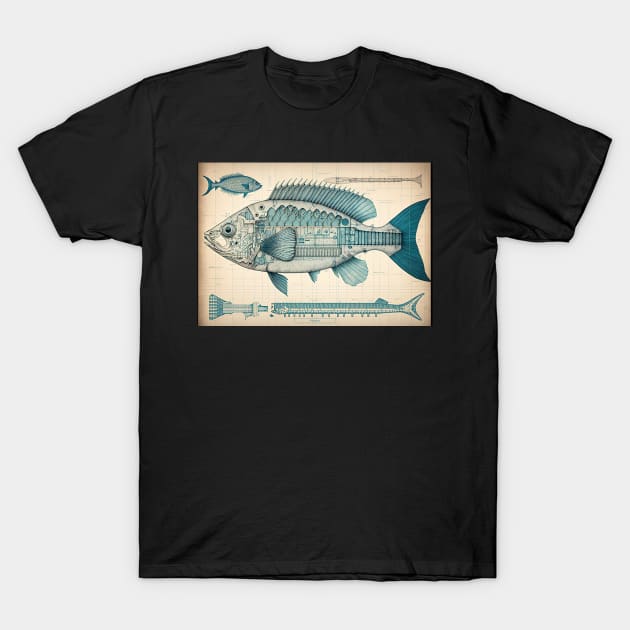 Perch Fish Print T-Shirt by DanielLiamGill